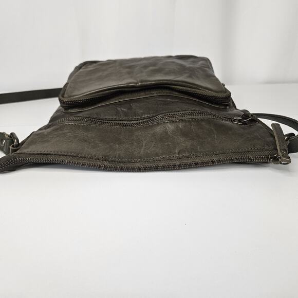 Wise Owl Genuine Leather Crossbody Handbag Purse Olive Green Boho Western - Picture 6 of 14